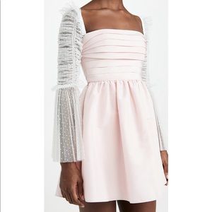 Self-Portrait pink taffeta dot mesh mini dress